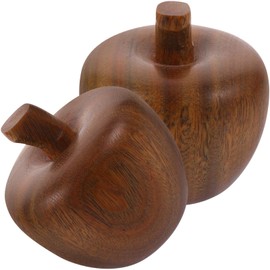 DECORNIJIA 2 pcs Sandalwood Apple Decoration Figurines Wooden Ornament for Desktop Home and Living Room Display Natural Fruit Shape 1.57 X 1.57 X 1.77 in