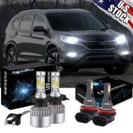SHENKENUO 4x H4 H11 Combo LED Headlight Fog Light Bulbs White For Honda CRV CR-V 2007-2014