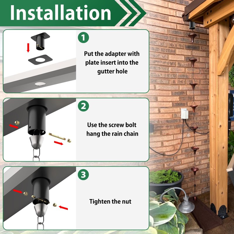 FOROIRON 4 Pack Rain Chain Adapter for Gutter Rain Chain