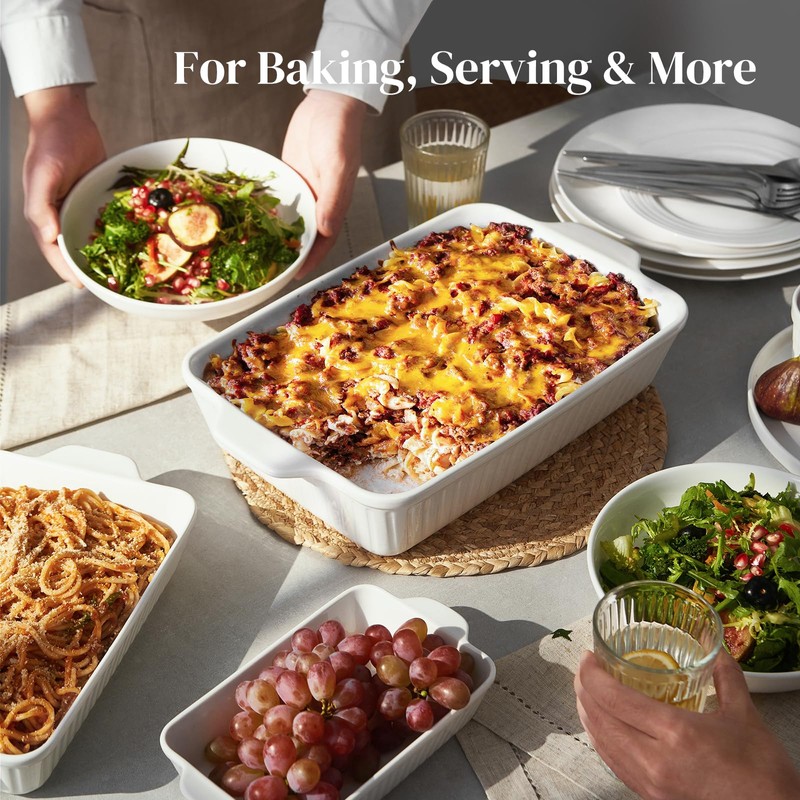 DOWAN Casserole Dishes for Oven, Baking Dishes Set, Ceramic Bakeware