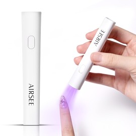AIRSEE Mini Handheld UV Light for Gel Nails,Portable Rechargeable Nail Lamps,2 Timers for Rhinestone Glue Decoration,Gel Nail Strips at Home,Travel(White)