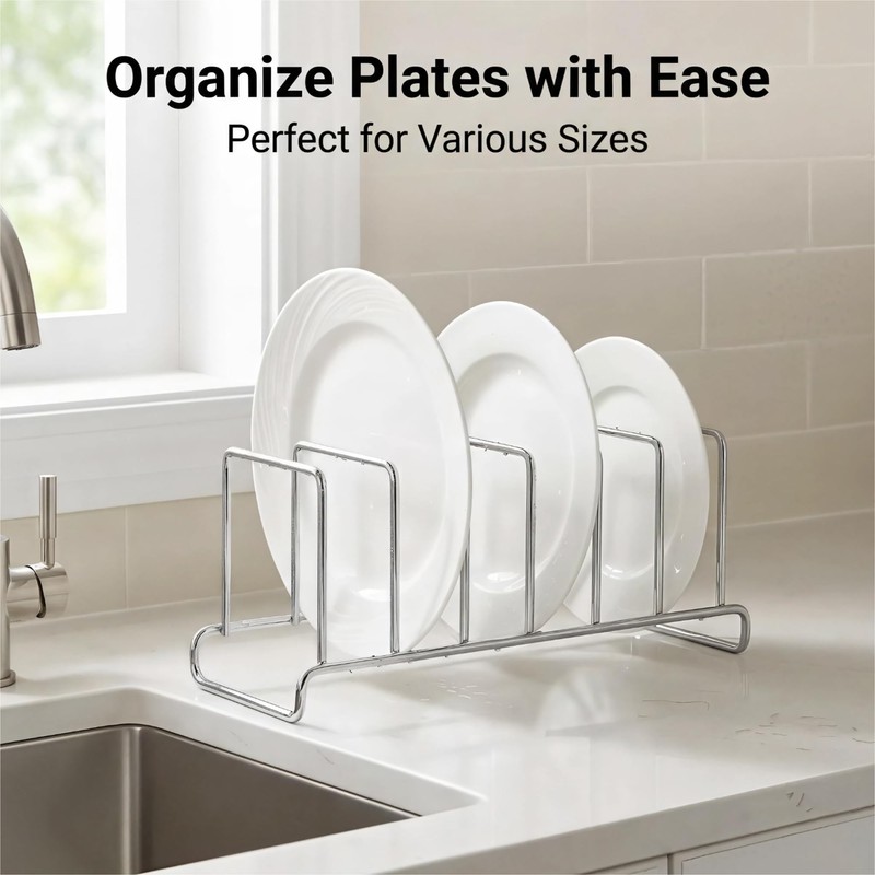 IMEEA Plate Rack 304 Stainless Steel Countertop Dish Holder for