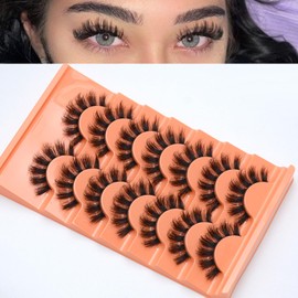 BLUPLE Mink Lashes Fluffy Dramatic Full False Eyelashes Natural Volume Wispy Bushy Thick Fake Lashes Look Like Eyelash Extensions 7 Pairs Pack