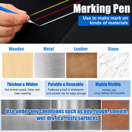 2 Pcs Welders Pencil with 48 PCS Round Refills Mechanical Pencils Metal Welding Marker for Tube Pipe Fitter Welder Steel Construction Woodworking (Red, Silver, Yellow)