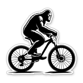 Bigfoot Riding a Mountain Bike Vinyl Sticker - for Car Wall Large Size - Waterproof - 11"