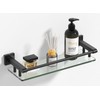 SFGSOWOR Glass Shelf 16IN for Bathroom Black Rectangular Stainless Steel