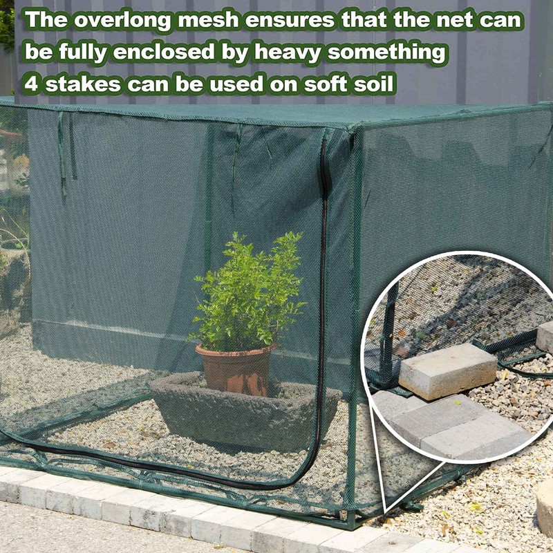 Square 4'x4' Netting Cover 3.3FT Tall Crop Cage Pest Guard