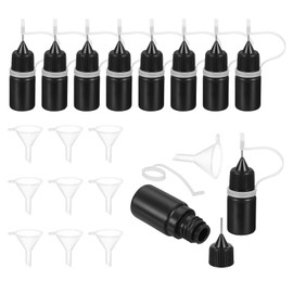sourcing map 10Pcs Squeeze Bottle, 5ml/0.2oz Glue Tip Applicator Bottles Plastic Liquid Glue Bottle for Paper Crafts, Painting, Oil, Ink(Black, with 10 Funnel)