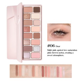 CHEERYEP 16 Color Eyeshadow Palette, Blendable with Low-Saturation Pink-Brown and Peach Nudes Palette, Sweet Aesthetic Makeup for Daily Office, Date Night, Parties (Teens/College Students) (#06 Dear)
