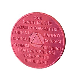 Bulk Lot of 25 Aluminum 1 Month AA Medallions Red 30 Day Sobriety Chips Serenity Prayer Back