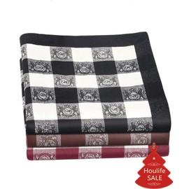 HOULIFE 100% Cotton Men’s Stripe Soft Checkered Pattern Handkerchiefs Vintage Assorted Thick Hankies 3/6 Pieces 16.73x16.73’’/42.5x42.5cm (Multicolour 1-3pcs, 16.73x16.73’’/42.5x42.5cm)