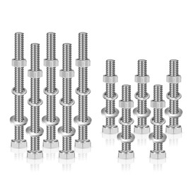 OLANZU Post Attachement Kit - 5 Heavy Duty Bolts (2.5") for Heavy Duty Posts and 5 Bolts (1.5") for Economy Posts with Nuts, Washers and lock Washers - Sign mounting hardware (5 Pack)