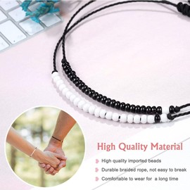 KummerSaprk Couples Bracelets Pink Heart Charm Toggle Strand Bracelets for Couples Valentines Day Gift 2 Count