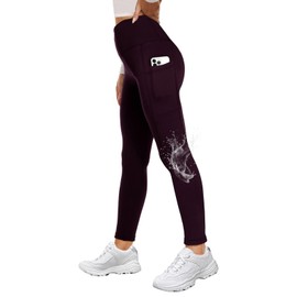 GAYHAY Fleece Lined Leggings for Women with Pockets- Water Resistant Winter Thermal Warm High Waisted Workout Tights Pants Brown