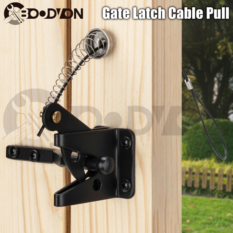 BOODVON Gate Latch Cable Pull with Spring, Metal Gate Opener