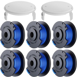 LATERN 6Pcs Ryobi Trimmer String Spools (AC14RL3A) with 2Pcs Spool Caps, 21m Autofeed Strimmer Trimmer Replacement Reflex String Compatible for Ryobi 18V 24V 40V Cordless Trimmer