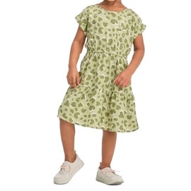 Cat & Jack Baby Girls' & Toddler Girls' Challis Short Sleeve Dress - (US, Age, 18 Months, Light Olive Animal Print)