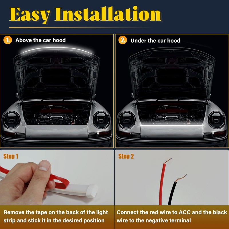 DIBMS 71-inch High-Brightness Car Hood Gap LED Light Strip -