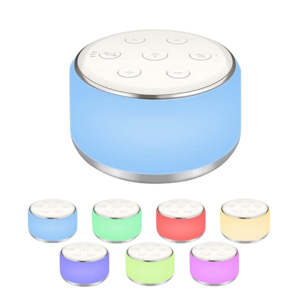 Blissful Baby White Noise Machine | Portable Night Light with 7 Colours | 34 Soothing Sleep Aid Sounds Including White Noise, Pink Noise, Brown Noise, Nature Sounds and Lullabies | Sleep Aid for Kids