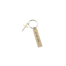 3 Nails 1 Cross Inspirational Keychain God, Jesus faith, bible, prayer, encouraging, devotional, Christian, belief, love (Let God lead), Silver