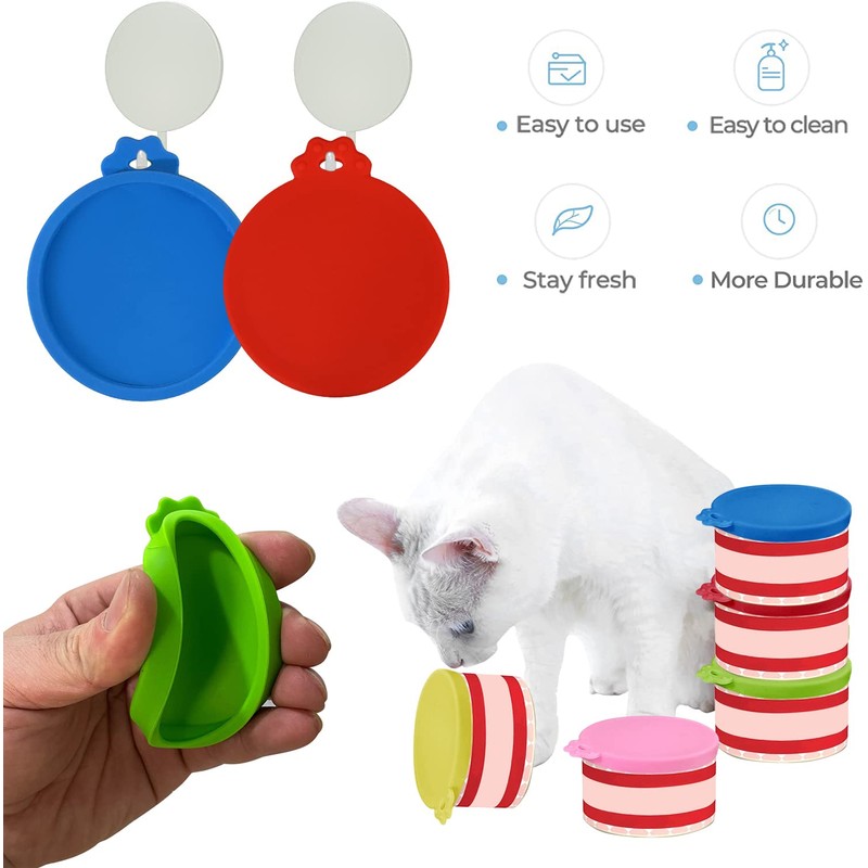 4 Pcs Food Can Lids Pet Can Covers, Silicone Small