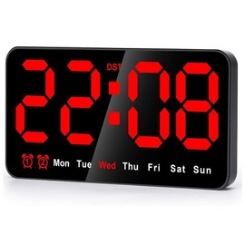 Yantan Digital Wall Clock, 9Inch LED Digital Clock Large Display with 12/24H, Big Digits,Small Silent Wall Clock 21.5 X 3 X 11cm