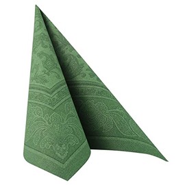 Papstar – 50 Serviettes ROYAL Collection 1/4-fold 40 cm x 40 cm Dark Green Ornamental Design # 11666