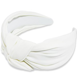 JOYRUBY White Headband Knotted Headband for Women, Top Knot Headband for Women Wide Headbands Non Slip, Satin Headbands for Women Solid Colors Head Bands for Women's Hair Accessories