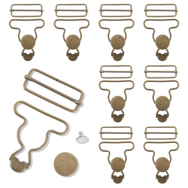 8 Sets Overall Buckles Replacement Suspender Buckle Metal Bib Clip