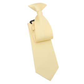 DQT Men's Plain Twill Wedding Formal Clip On Tie - Pale Yellow