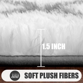 ONASAR 8x10 Area Rugs for Living Room, Washable Fluffy White and Grey Rug for Bedroom, Geometric Moroccan Indoor Shaggy Boho Soft Plush Floor Carpet for Kids Teen Nursery Dorm Home Decor Aesthetic