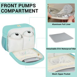 PIIOSER Breastmilk Cooler Bag with Ice Pack, Compatible with Wearable Breast Pumps & Accessories - Portable Pumps Carrying Case for Nursing & Working Moms (Green-Small)