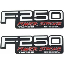 Wallsmat Store Fits 92-96 Ford Truck F250 Power Stroke Turbo Diesel Emblem Chrome Nameplate Set