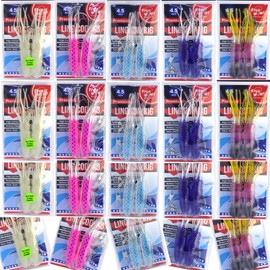 20pks 5-Color 4.5" Fishing Ling Cod Rig Twin Bulb Squids Rockfish Bait lingcod rockcod Rigged Soft Lure
