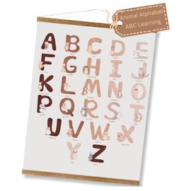 Canvas Alphabet Poster For Toddlers - 16x20 Boho Abc Chart Neutral Wall Decor For Toddler Bedroom - Gender Neutral Nursery Decor - Preschool Homeschool Toddler Learning Poster - Abc Poster For Kids