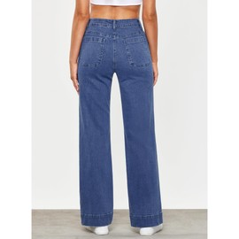 GRAPENT Jeans for Women High Waist Woman Jeans Denim Jeans Wide Leg Pants for Women Jeans Wide Leg Stretch Jeans for Women Stretchy Wide Leg Jeans for Women Color Classic Blue Small Size 4 to 6