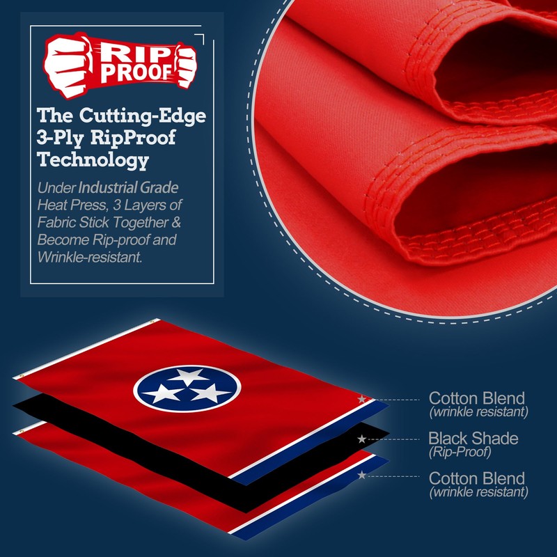 Anley Rip-Proof Double Sided 3-Ply Tennessee State Flag 3x5 Foot