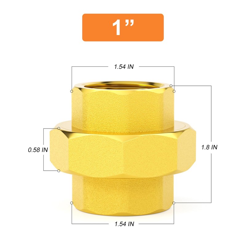 GASHER 1PCS Brass Union，1" Female Cast Pipe Fitting