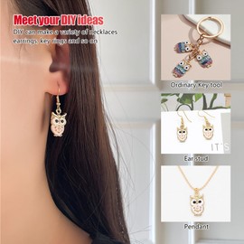 WSDMAVIS 32Pcs Fashionable Bulk Owl Pendants Gold Enamel Charms for Jewelry Making Exquisite Metal Dangle Charm Beads for DIY Necklaces Bracelets Earrings Crafting