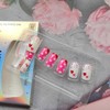 24Pcs Valentines Day Nails Heart Press on Nails Short Square