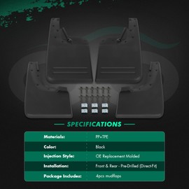 SCITOO 4PCS Mud Flaps Front & Fear Splash Guard sets suitable for Volkswagen Amarok 2.0L 3.0L 11-22