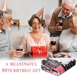 Spwasplo 80th Birthday Gifts&Decorations for Women Grandma Mom Friends - 80 Year Old Birthday Gifts for Women - Soft 80th Throw Blanket for Bedding Sofa 60"x50"