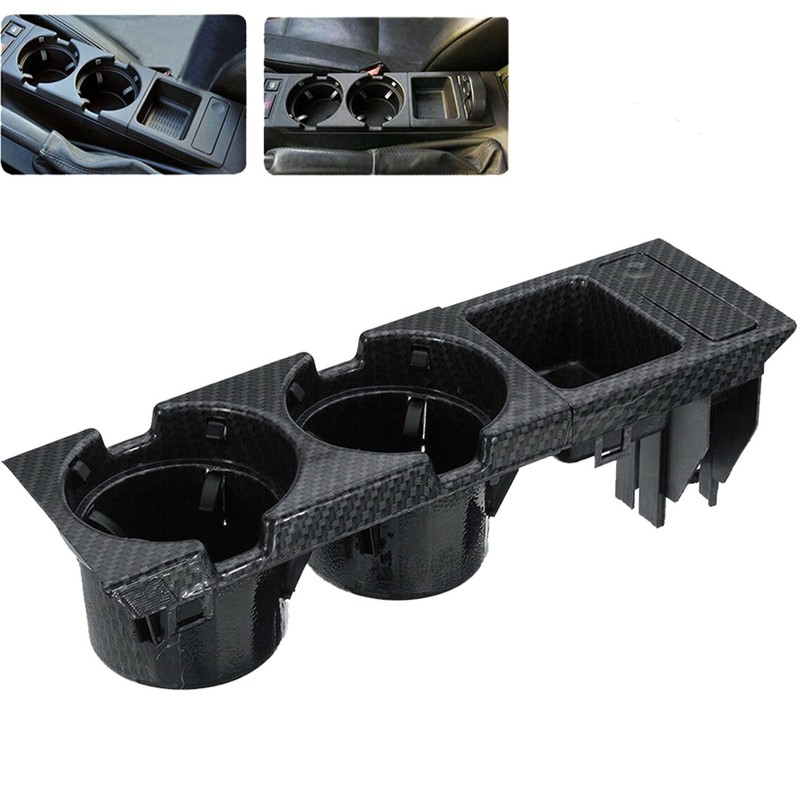 SEBLAFF Black Cup Holder Coin Holder Storing Box Carbon Fiber