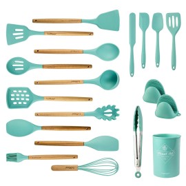 LeMuna Cooking Utensils Set, 18pcs Kitchen Silicone Utensils, Heat Resistant ...