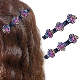 Collenatsy Sparkling Crystal Stone Braided Hair Clips,Braided Hair Clips for Women,Shiny Rhinestone Hair Clip,2024 New Rhinestone Hair Clips for Womens Girls(2PCS)