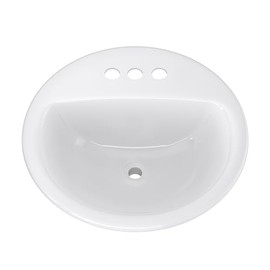 PROFLO PF194R Rockaway 19" Circular Vitreous China Drop In Bathroom Sink with Overflow and 3 Faucet Holes at 4" Centers - White