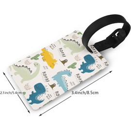 Etiqueta de equipaje de dinosaurio infantil con etiqueta de identificación de identificación, etiquetas de equipaje de PVC, etiquetas de equipaje para mujeres, hombres, niños, niñas, viajes