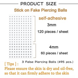 Hebterrka 495 Piece Fake Piercing Set, Fake Face Piercing, Fake Nose Ring, Fake Septum Ring, Fake Lip Ring, Fake Nose Stud, Glue-On Face Glitter