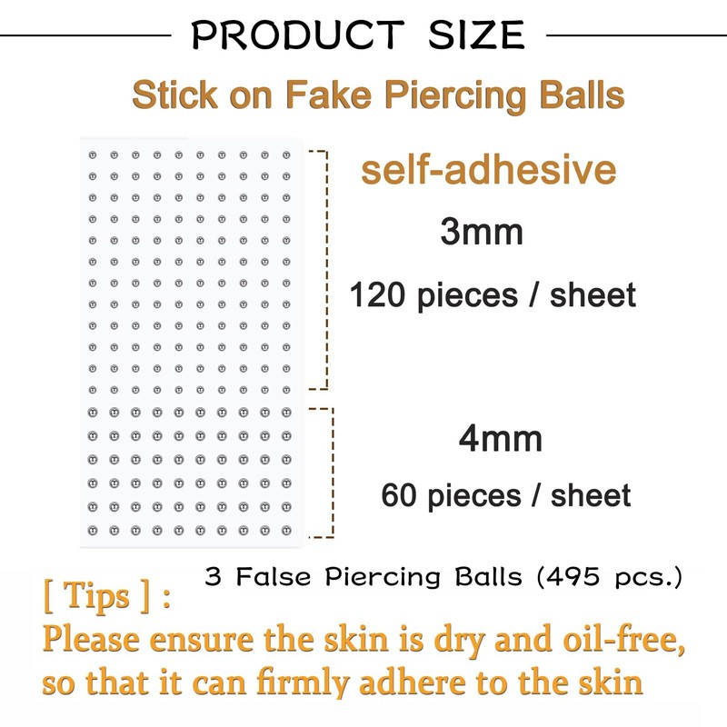 Hebterrka 495 Piece Fake Piercing Set, Fake Face Piercing, Fake