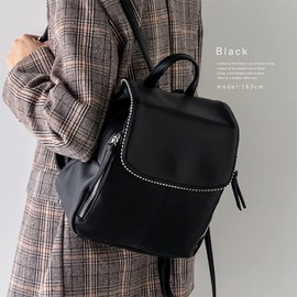 Gratante abb-g0040 Ball-Studded 3-Space Mini Backpack, Women's, Commuting to Work, Black